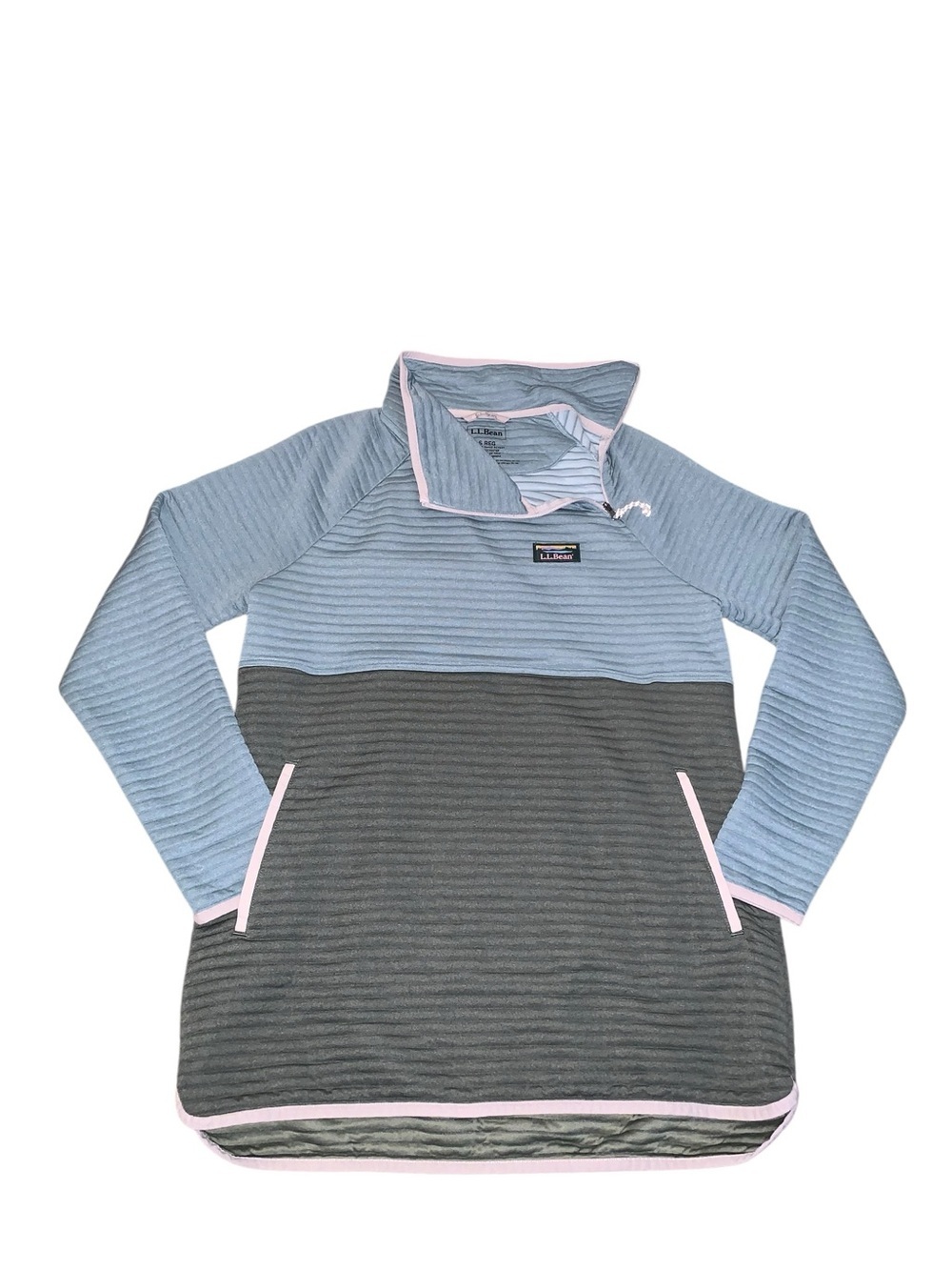 L.L. Bean Women’s Airlight Quilted Funnel Neck Pullover - Small S Colorblock